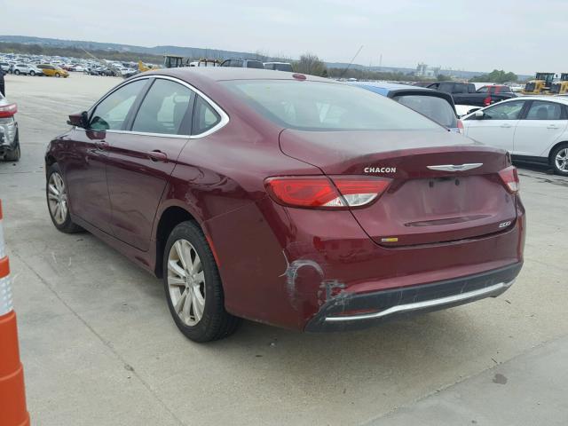 1C3CCCAB3FN680014 - 2015 CHRYSLER 200 LIMITE MAROON photo 3