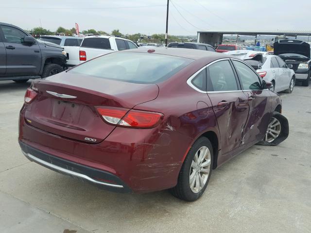 1C3CCCAB3FN680014 - 2015 CHRYSLER 200 LIMITE MAROON photo 4