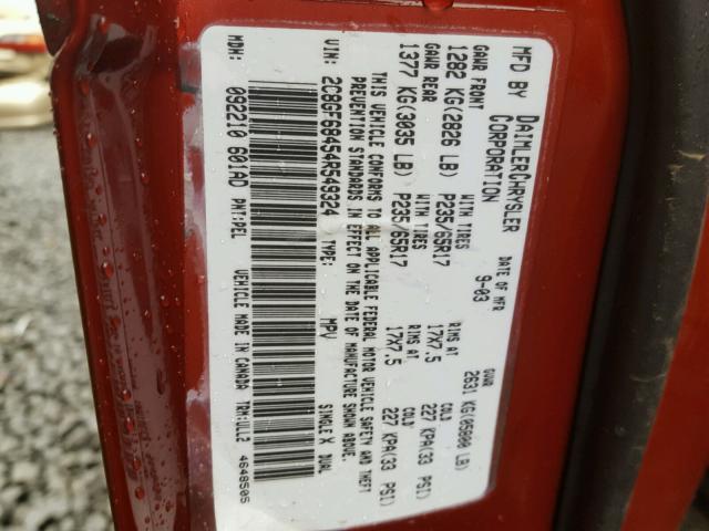 2C8GF68454R549324 - 2004 CHRYSLER PACIFICA RED photo 10