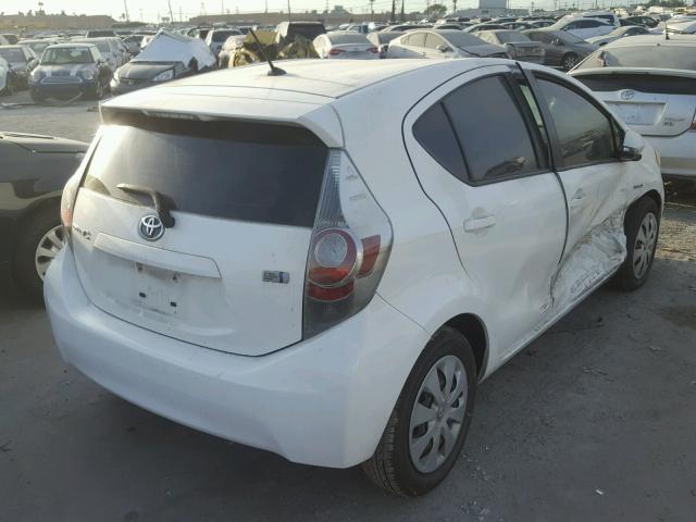 JTDKDTB31C1514072 - 2012 TOYOTA PRIUS C WHITE photo 4