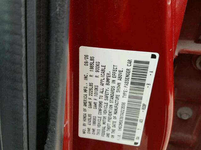 1HGCM56397A023556 - 2007 HONDA ACCORD SE RED photo 10