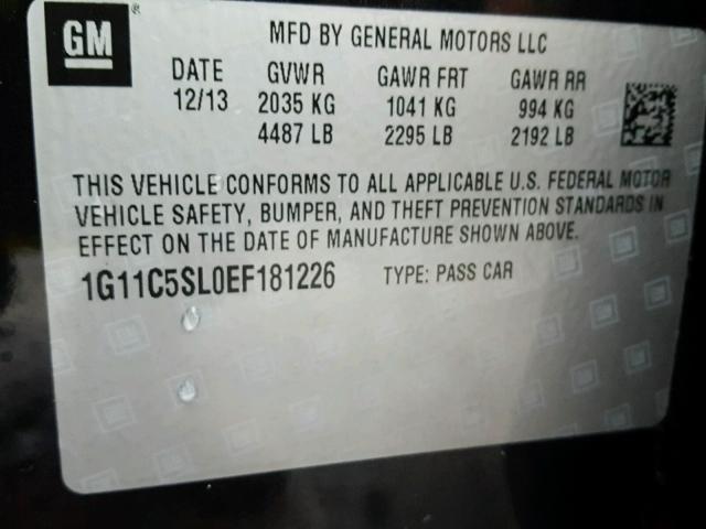 1G11C5SL0EF181226 - 2014 CHEVROLET MALIBU 1LT GRAY photo 10