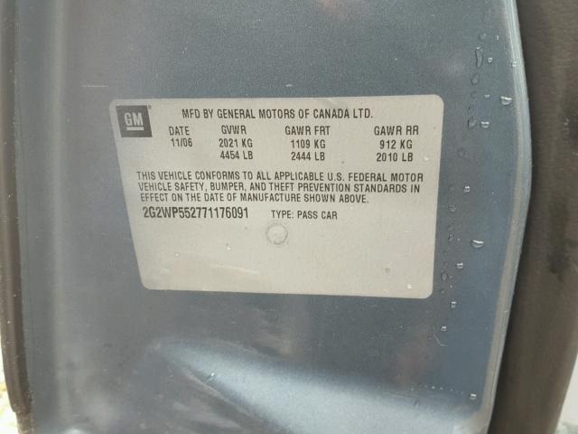 2G2WP552771176091 - 2007 PONTIAC GRAND PRIX BLUE photo 10