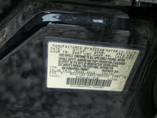 3N1AB6AP9CL766087 - 2012 NISSAN SENTRA 2.0 BLACK photo 10