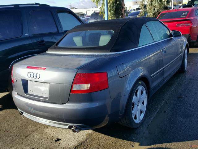 WUARL48H24K901321 - 2004 AUDI S4 QUATTRO GRAY photo 4