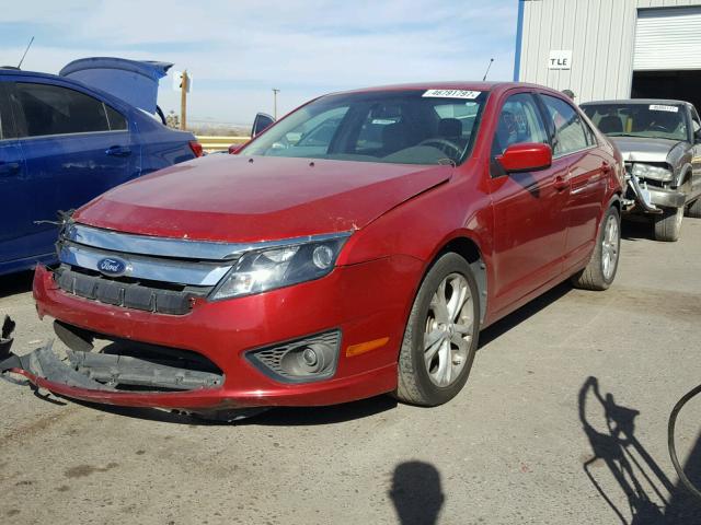 3FAHP0HA6CR402675 - 2012 FORD FUSION SE RED photo 2