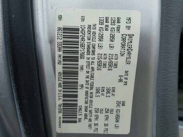 1D4GP24R16B717666 - 2006 DODGE GRAND CARA SILVER photo 10