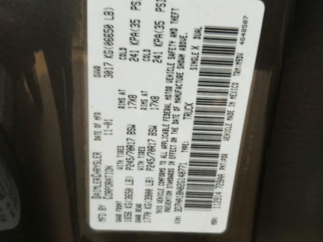 3D7HA18N02G140771 - 2002 DODGE RAM 1500 GRAY photo 10