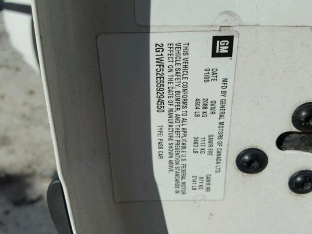 2G1WF52E559294550 - 2005 CHEVROLET IMPALA 白色 照片 10