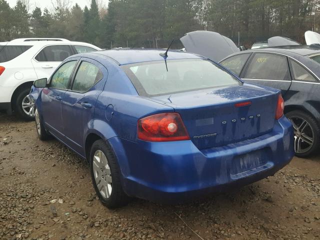 1C3CDZAB7CN242527 - 2012 DODGE AVENGER SE BLUE photo 3