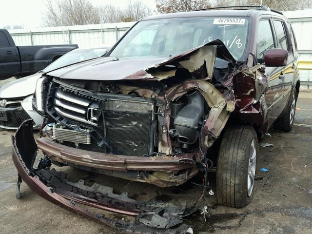 5FNYF4H5XDB081816 - 2013 HONDA PILOT EXL MAROON photo 2