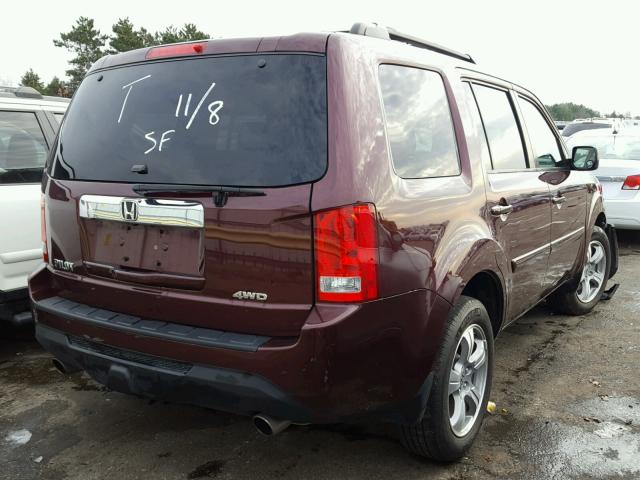 5FNYF4H5XDB081816 - 2013 HONDA PILOT EXL MAROON photo 4