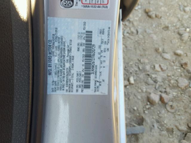 3LNHM26T27R620729 - 2007 LINCOLN MKZ SILVER photo 10