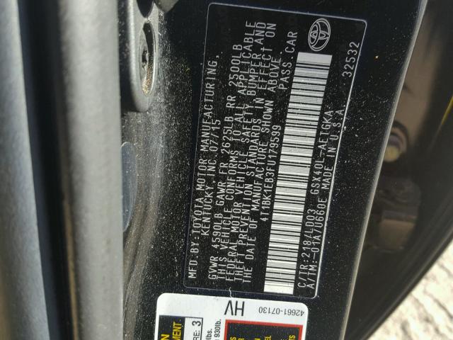 4T1BK1EB3FU179599 - 2015 TOYOTA AVALON XLE BLACK photo 10