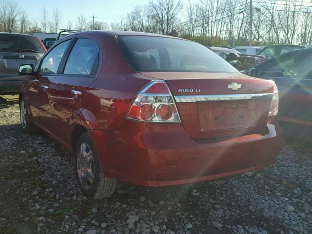 KL1TG56E79B382769 - 2009 CHEVROLET AVEO LT RED photo 3