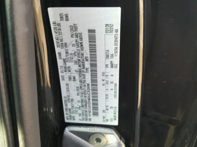 1FMCU0GX4DUC52686 - 2013 FORD ESCAPE SE 黑色 照片 10