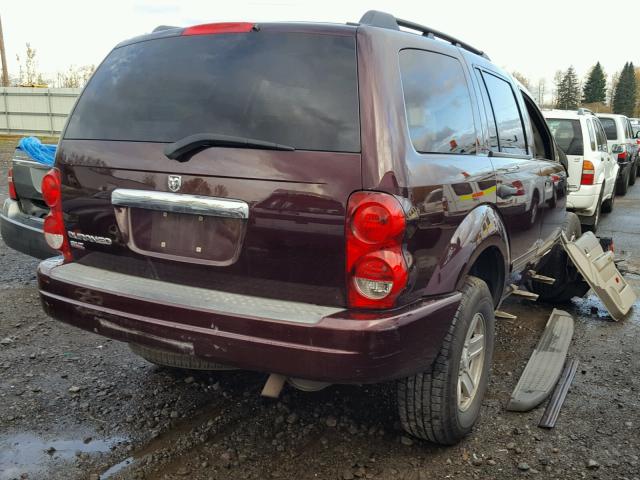 1D4HB48N74F157874 - 2004 DODGE DURANGO SL MAROON photo 4