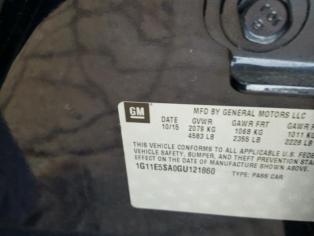 1G11E5SA0GU121860 - 2016 CHEVROLET MALIBU LIM 蓝色 照片 10