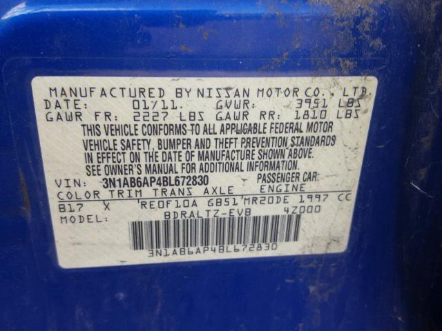 3N1AB6AP4BL672830 - 2011 NISSAN SENTRA 2.0 BLUE photo 10