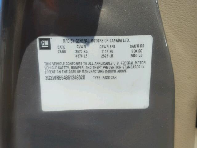 2G2WR554861249320 - 2006 PONTIAC GRAND PRIX Алтын фото 10