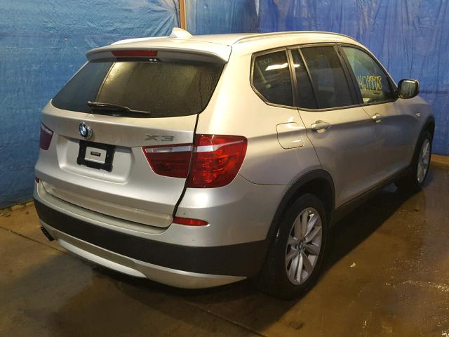 5UXWX9C53D0D04349 - 2013 BMW X3 XDRIVE2 SILVER photo 4