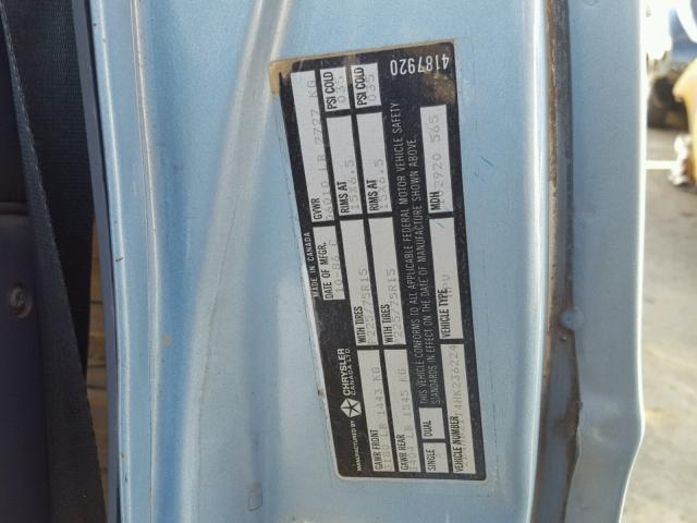 2B4HB21T4HK236224 - 1987 DODGE RAM WAGON BLUE photo 10