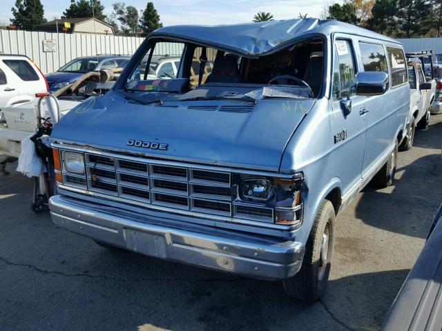 2B4HB21T4HK236224 - 1987 DODGE RAM WAGON BLUE photo 2