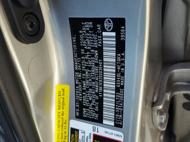 4T1BK1EB2DU036401 - 2013 TOYOTA AVALON BAS BEIGE photo 10
