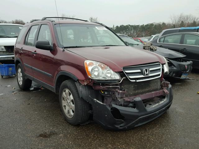 JHLRD78506C011952 - 2006 HONDA CR-V LX BURGUNDY photo 1