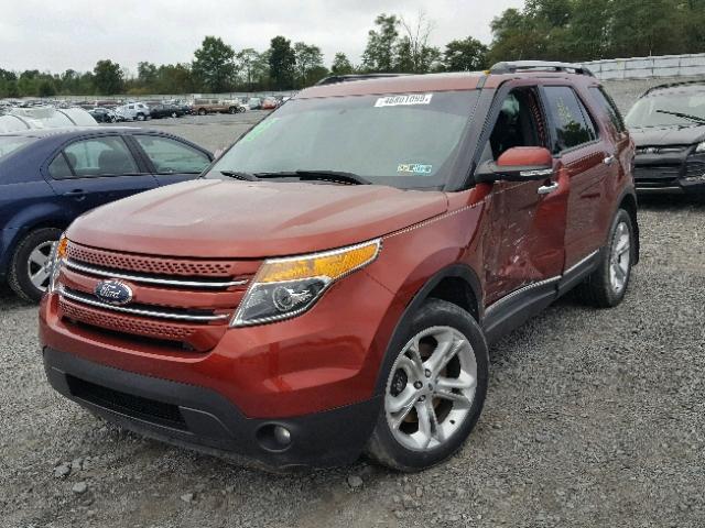 1FM5K8F85EGB93915 - 2014 FORD EXPLORER L RED photo 2