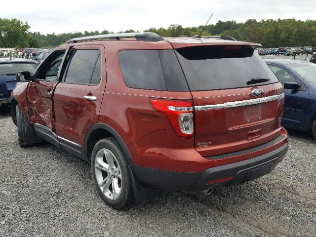 1FM5K8F85EGB93915 - 2014 FORD EXPLORER L RED photo 3