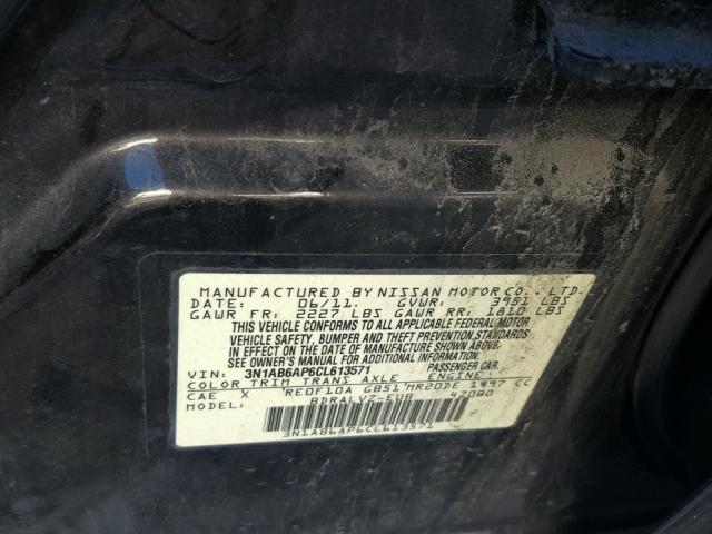 3N1AB6AP6CL613571 - 2012 NISSAN SENTRA 2.0 BLACK photo 10