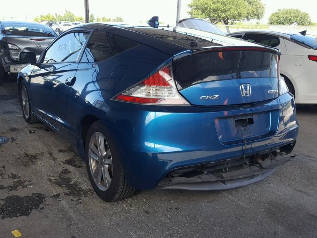 JHMZF1D62BS006401 - 2011 HONDA CR-Z EX BLUE photo 3