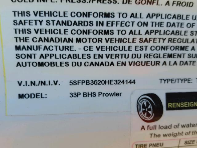 5SFPB3620HE324144 - 2016 PROW TRAILER 双色 照片 10