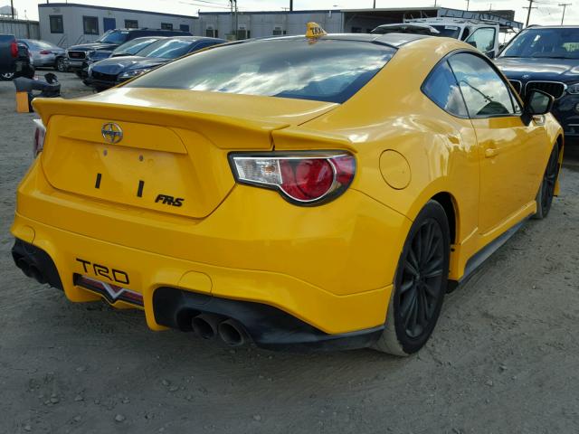 JF1ZNAA12F8705338 - 2015 TOYOTA SCION FR-S YELLOW photo 4