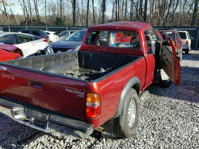 5TEWM72N63Z205083 - 2003 TOYOTA TACOMA XTR RED photo 4