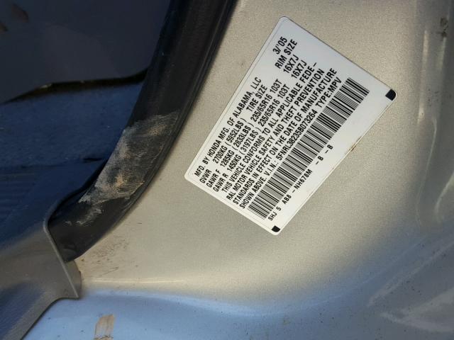 5FNRL38235B073264 - 2005 HONDA ODYSSEY LX SILVER photo 10