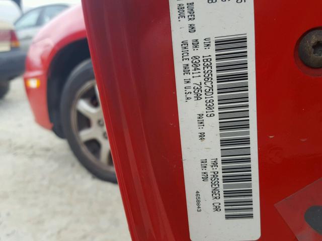 1B3ES56C75D193019 - 2005 DODGE NEON SXT RED photo 10