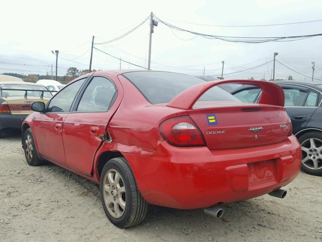 1B3ES56C75D193019 - 2005 DODGE NEON SXT RED photo 3