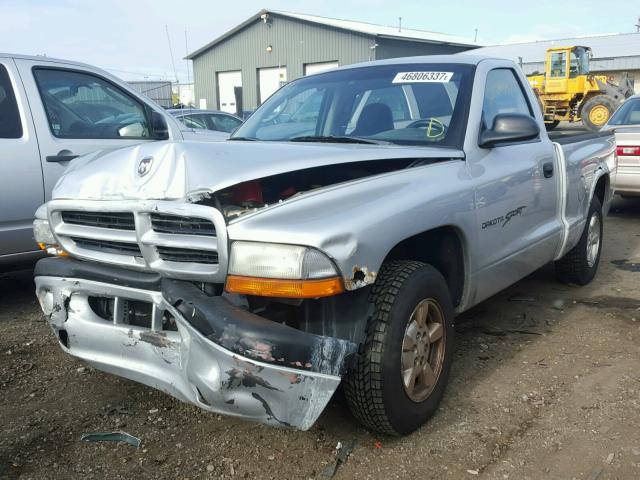 1B7FL26X91S342053 - 2001 DODGE DAKOTA SILVER photo 2