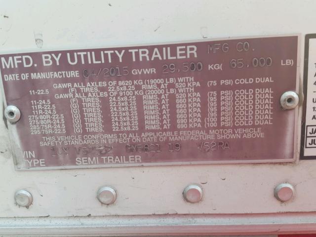 1UYVS2532GM582119 - 2016 UTILITY TRAILER WHITE photo 10