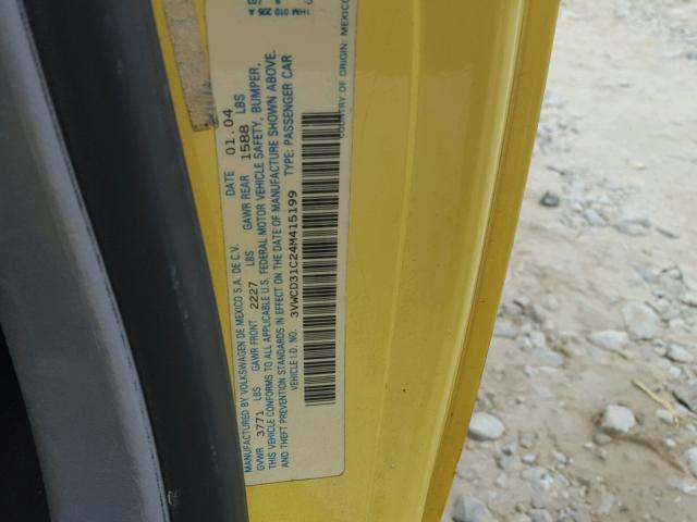 3VWCD31C24M415199 - 2004 VOLKSWAGEN NEW BEETLE Sarı foto 10