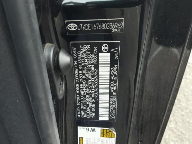 JTKDE167680236962 - 2008 TOYOTA SCION TC 黑色 照片 10