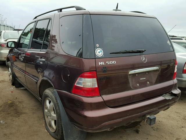 4JGAB75E02A331049 - 2002 MERCEDES-BENZ ML 500 BURGUNDY photo 3