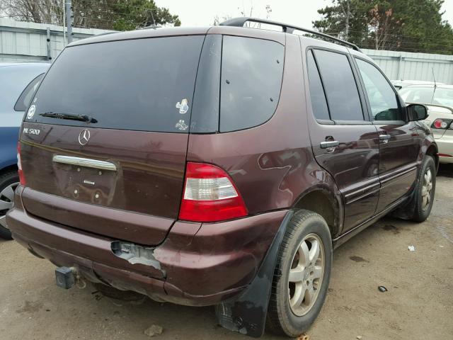 4JGAB75E02A331049 - 2002 MERCEDES-BENZ ML 500 BURGUNDY photo 4