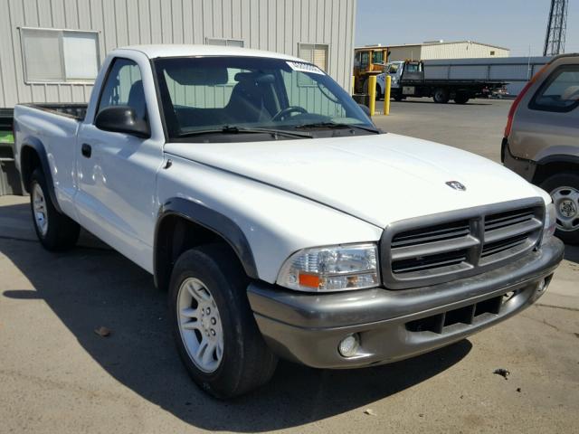 1B7FL16X92S669306 - 2002 DODGE DAKOTA BAS WHITE photo 1