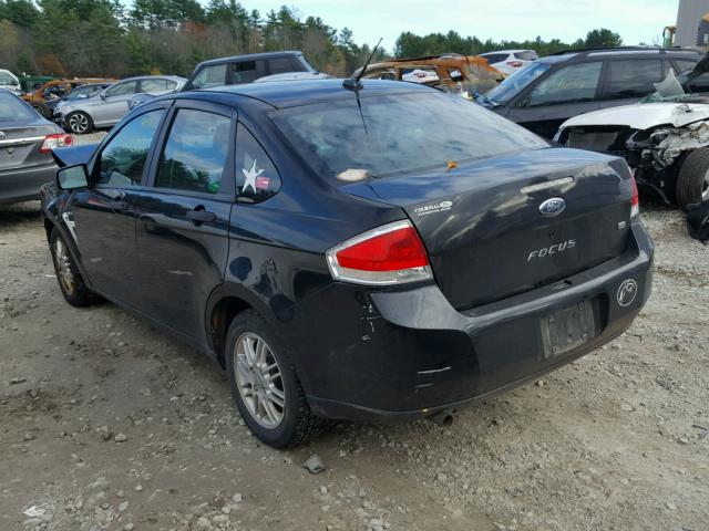 1FAHP35N48W159347 - 2008 FORD FOCUS SE BLACK photo 3