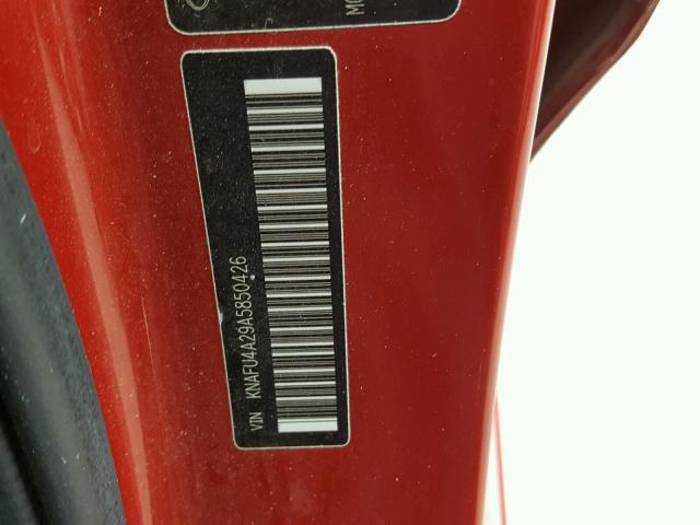 KNAFU4A29A5850426 - 2010 KIA FORTE EX RED photo 10