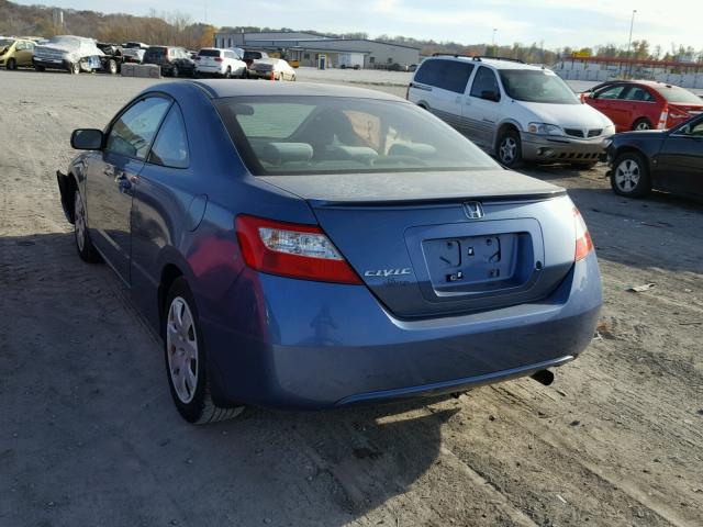 2HGFG12607H555731 - 2007 HONDA CIVIC LX BLUE photo 3