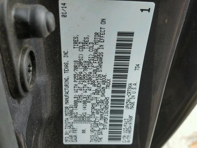 5TFUM5F11EX054845 - 2014 TOYOTA TUNDRA DOU GRAY photo 10